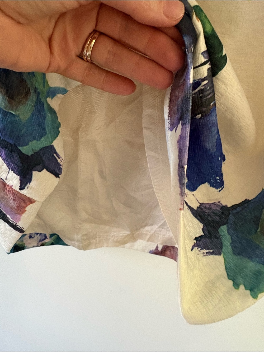 Philosophy Cream Pencil Skirt with Teal, Blue and Purple Floral Print - Picture 3 of 5